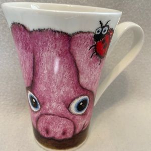 ELEGANCE FINE BONE CHINA Pig Lady Bug Worm COFFEE CUP Mug MADE IN ENGLAND.